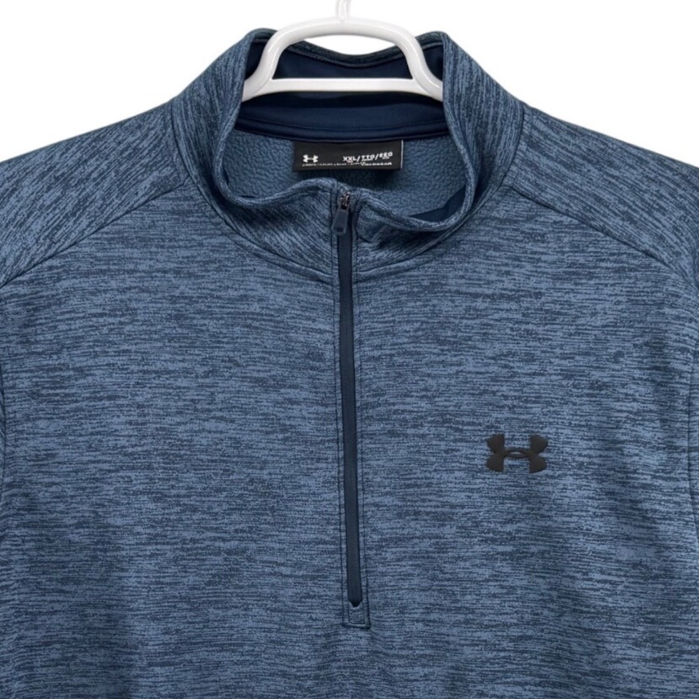 Under Armour ColdGear Mens XXL Tall Blue Heather Space Dye Quarter Zip Pullover